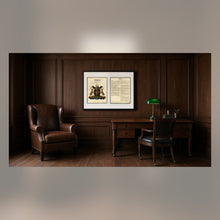
Load image into Gallery viewer, Executive Framed Surname Coat of Arms Print with Extended Family History