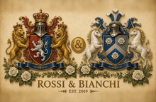 
Wczytaj obraz do galerii, Anniversary sample page 1 — Rossi &amp; Bianchi united arms (locked quality model) — Herald Lab