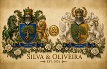 
Wczytaj obraz do galerii, Anniversary sample page 1 — Silva &amp; Oliveira united arms — silva oliveira arms — Herald Lab