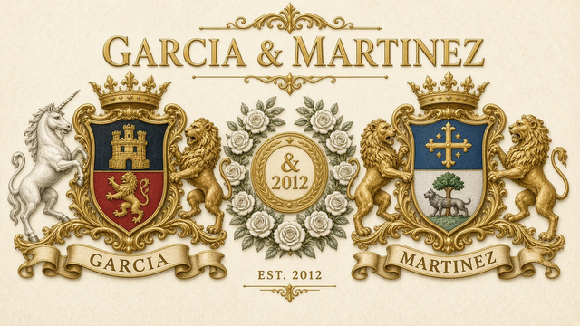 Muestra del PDF Doble — dos apellidos, regalo de boda. Ejemplo: García y Rodríguez
