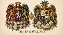 
Charger l'image dans la galerie, Anniversary Dual sample — Smith &amp; Williams matched Dual-grade pair with both under-shield surname banners — Herald Lab