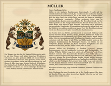 
Load image into Gallery viewer, Beispiel PDF Standard — Familie Müller: Namensgeschichte und zugeordnetes Wappen (Herald Lab)