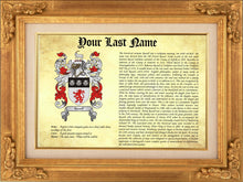 Load image into Gallery viewer, Father&#39;s Day Best Gift - Origin of the Last Name - Heraldic Document
