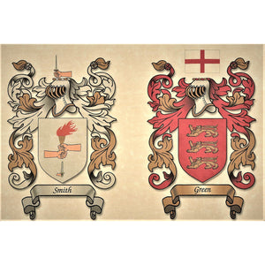 Single or Double Coat of Arms - Size:  8 1/2 x 11"   CM 21.5 x 28