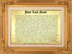 Origin of your Last Name - Heraldic Document